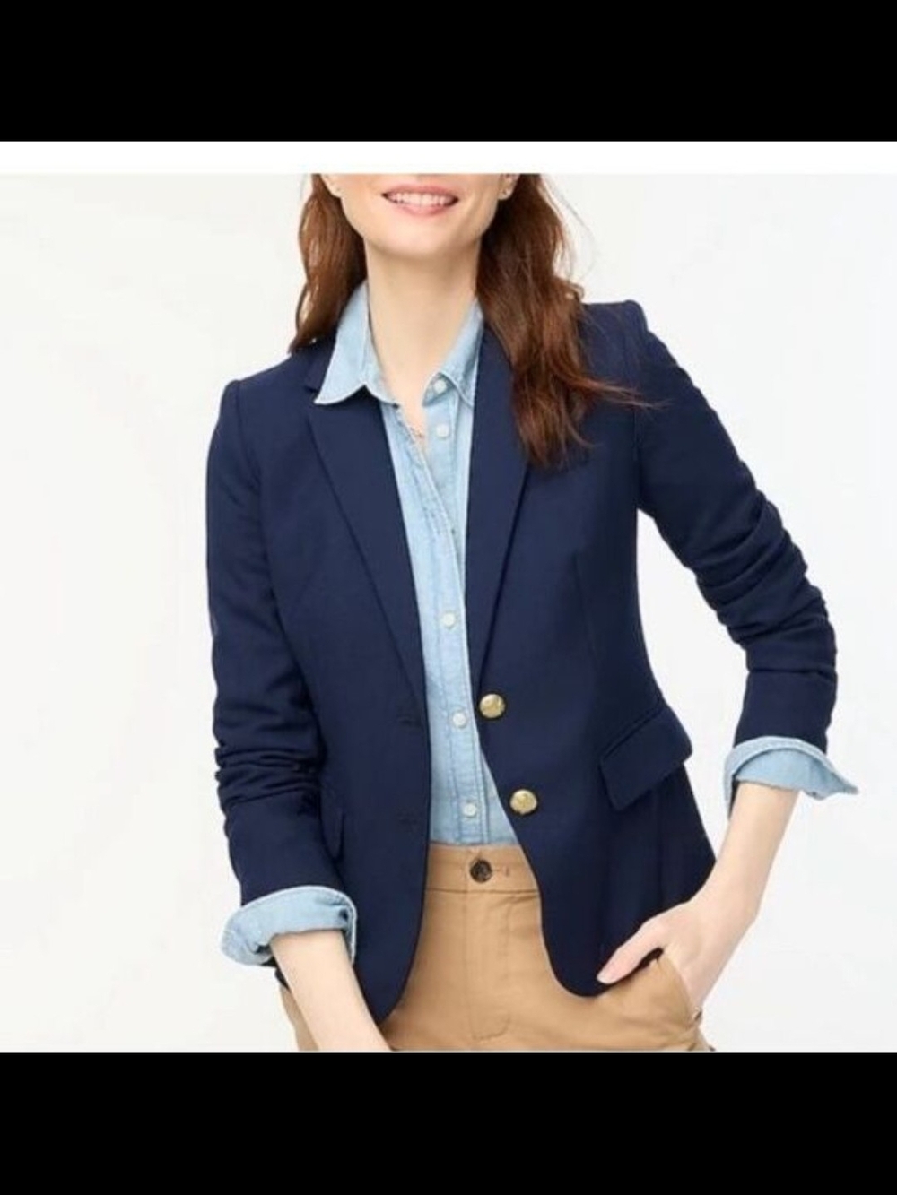 J. Crew Navy Women's Blazer with Gold Buttons